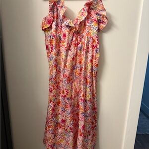 Floral Ruffle Sleeveless Dress